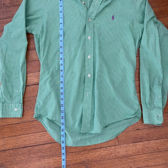 Ralph Lauren Button-Down Custom Fit Mens Small Green Squares Preppy - Picture 4 of 9